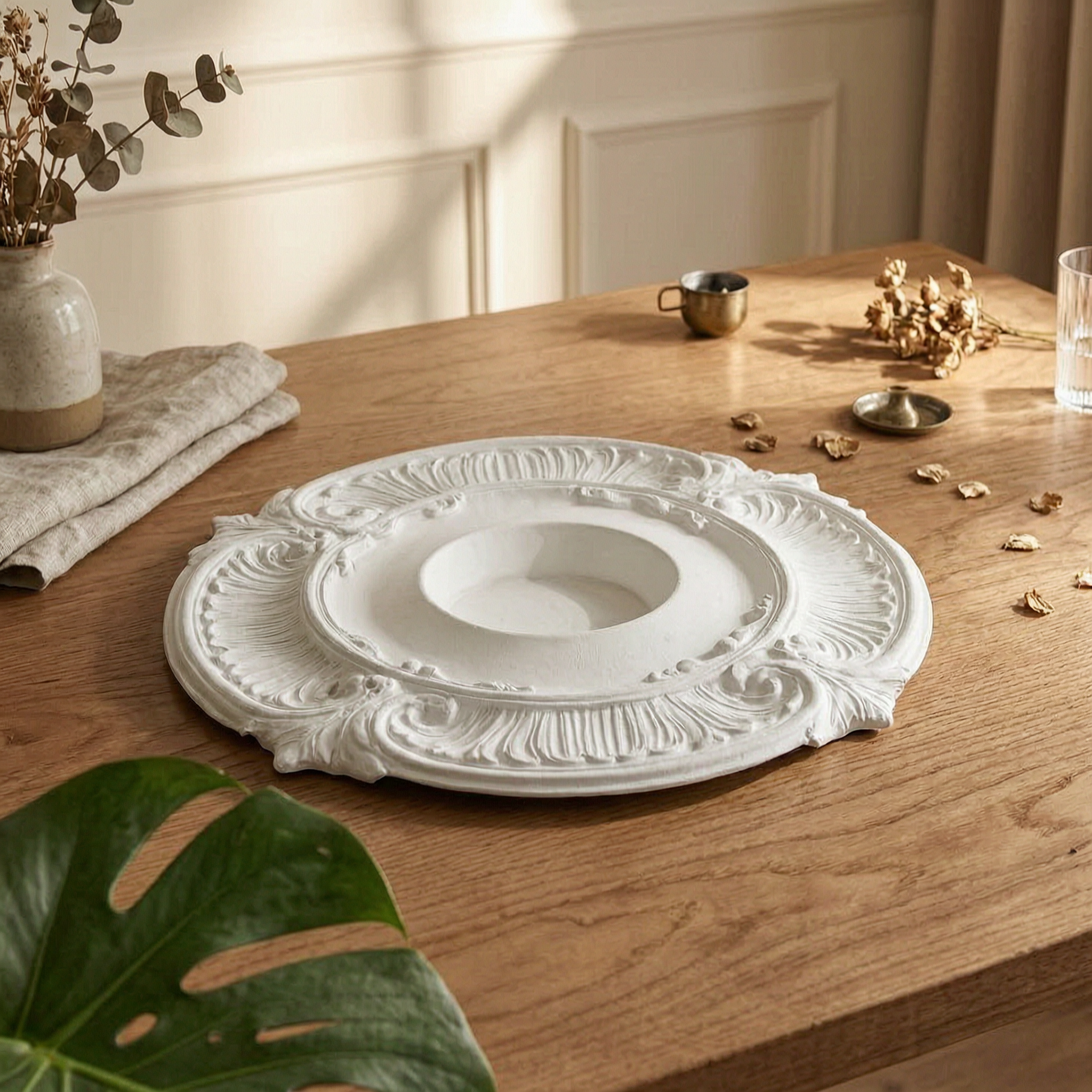 Lightings Decoration - Round PU Ceiling Medallion Scroll Decorative