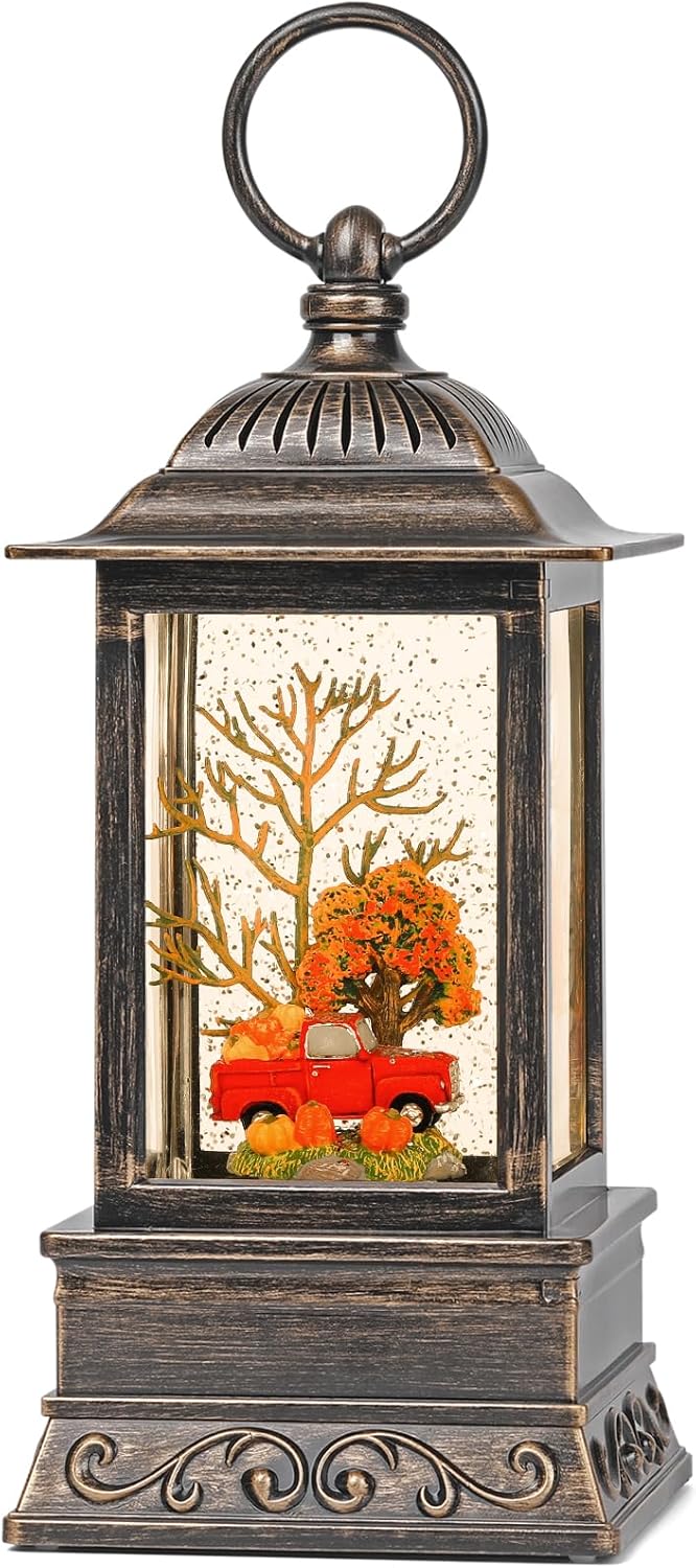 Lighting Home Decor Products - Fall Snow Globe Decorations, Glitter Red