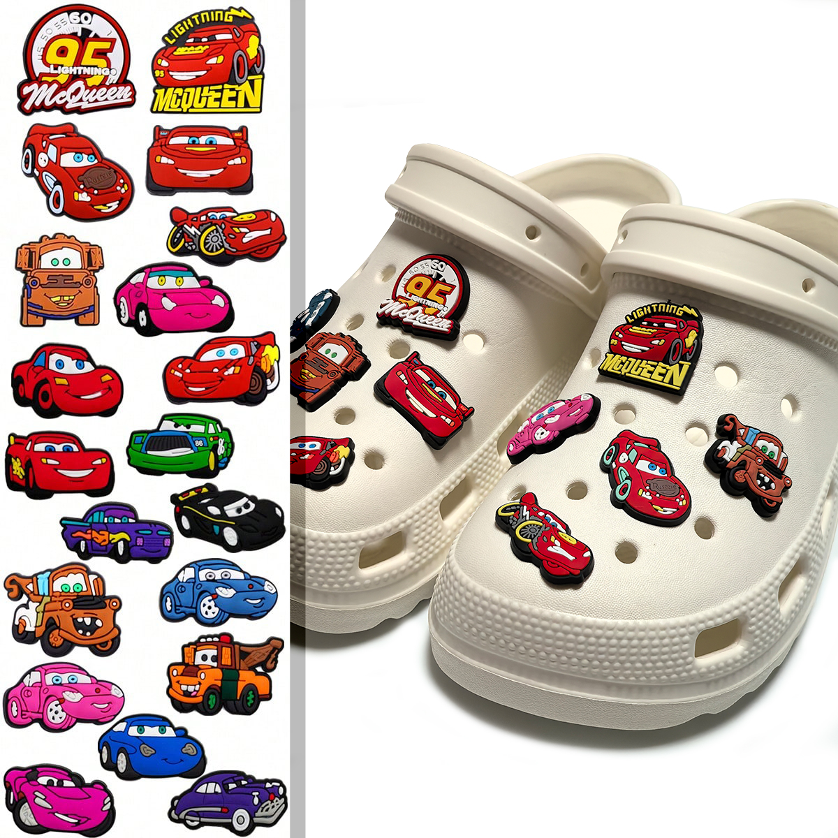 Lighting Mcqueen Birthday Decor - 10/20Pcs Cars Lightning McQueen Shoe Charms
