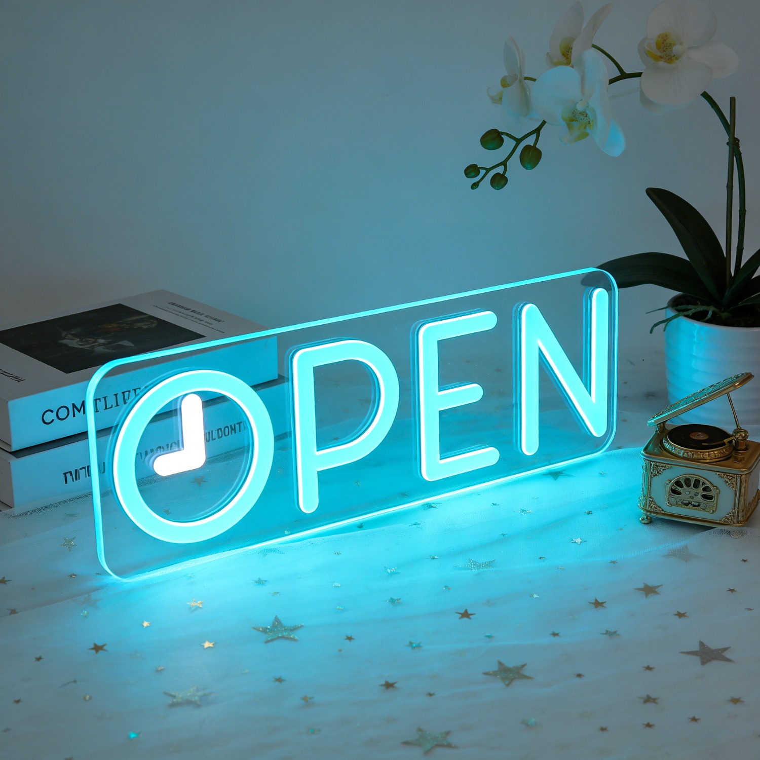 Decor Lighting Opening Hours - OPEN Neon Light Sign with Clock
