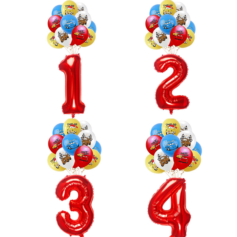 Lighting Mcqueen Birthday Decor - 13pcs Lightning McQueen Theme Balloons 12