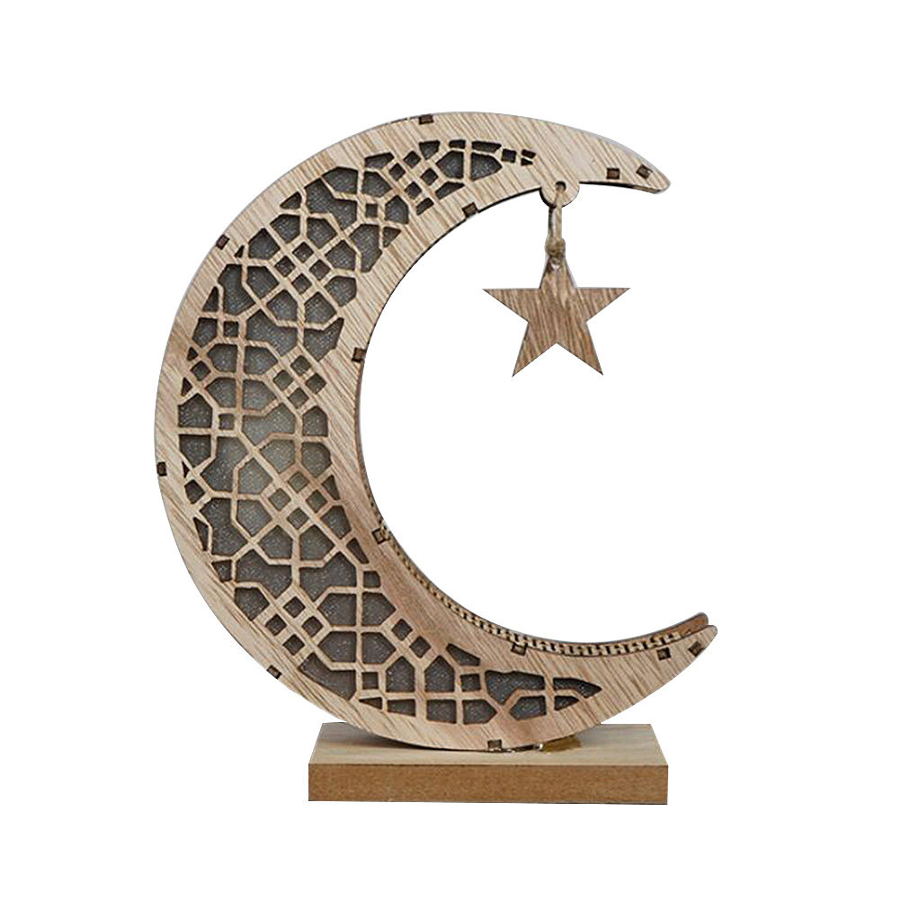 Lighting Decor Living Room - Wooden Ramadan Lamp Unique Moon Design