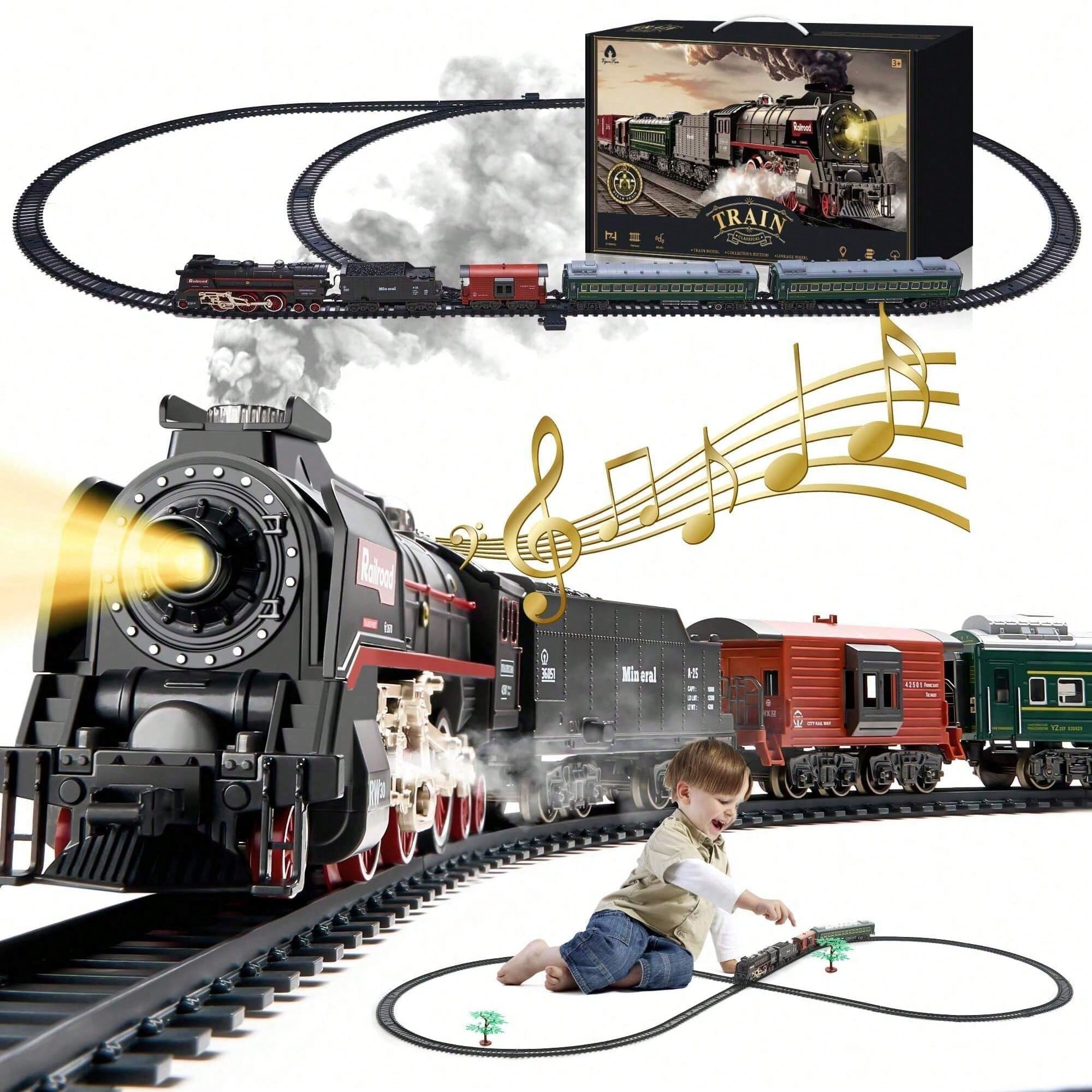 Lightings Decoration - Luxury Electric Train Set with Smoke
