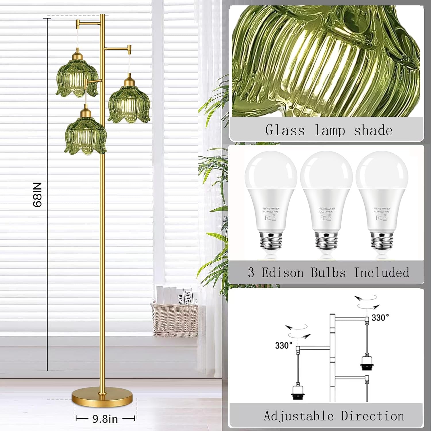 Vintage Gold Glass Floor Lamp  - огляд і ціна Lightings Decoration
