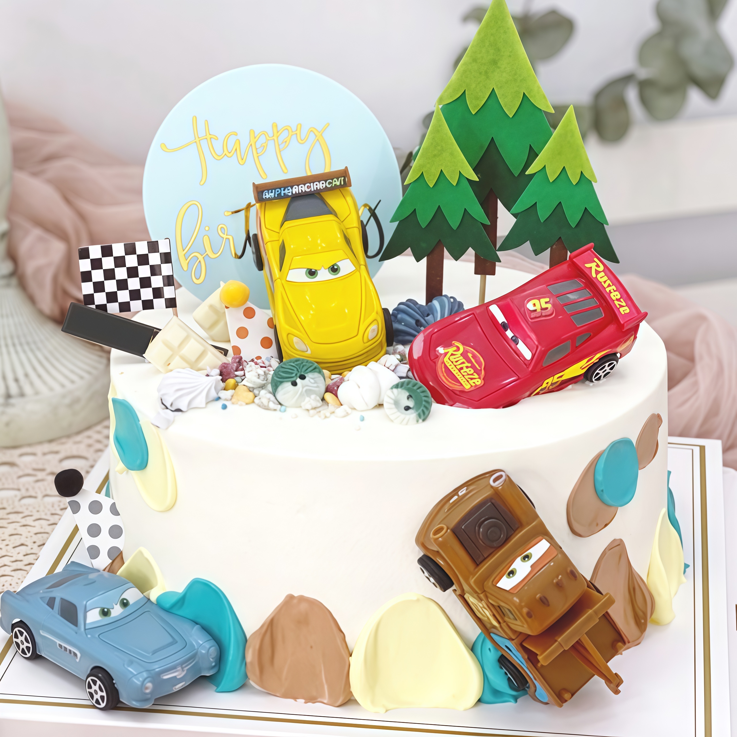 4pcs Lightning Cars Happy Birt - огляд і ціна Lighting Mcqueen Birthday Decor