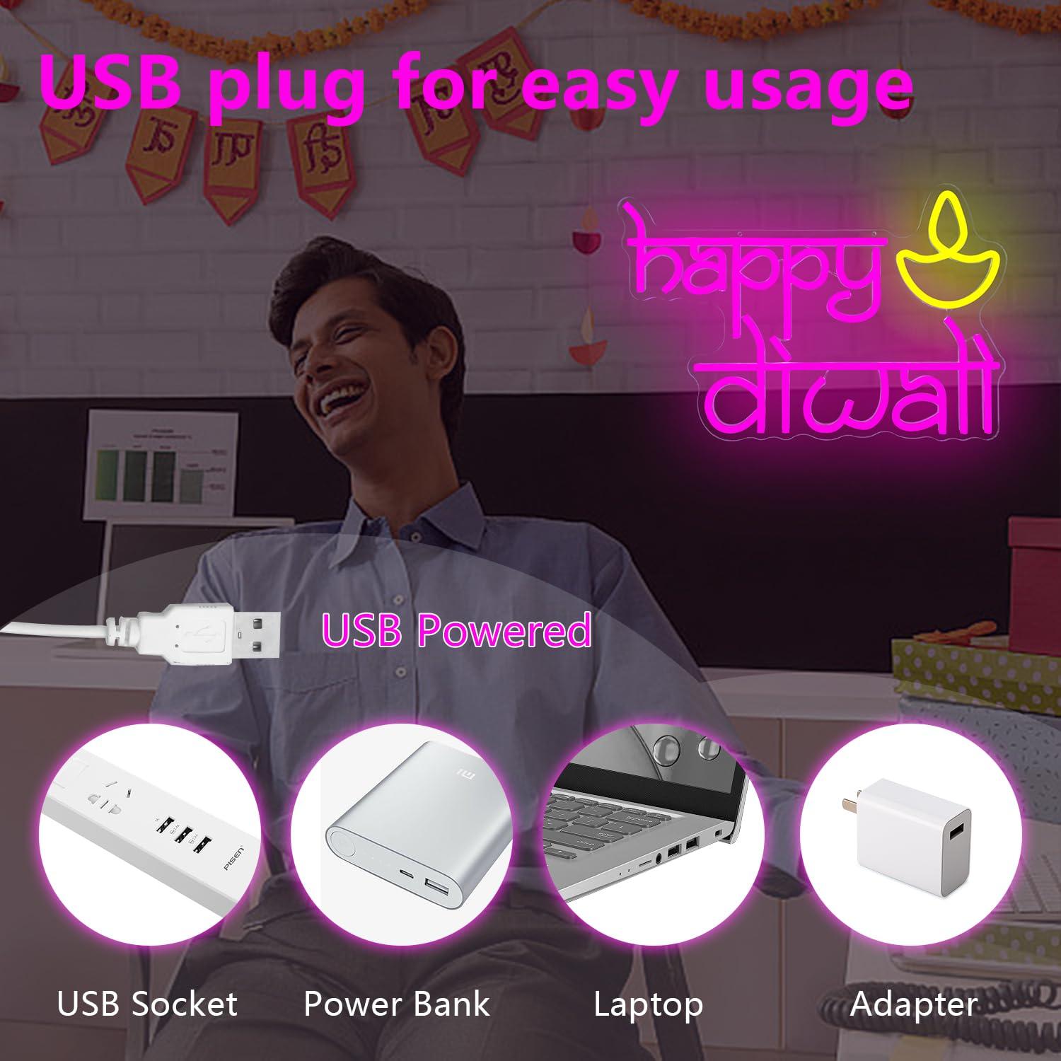 Happy Diwali Neon Sign USB Pow - огляд і ціна Lighting Decor For Home