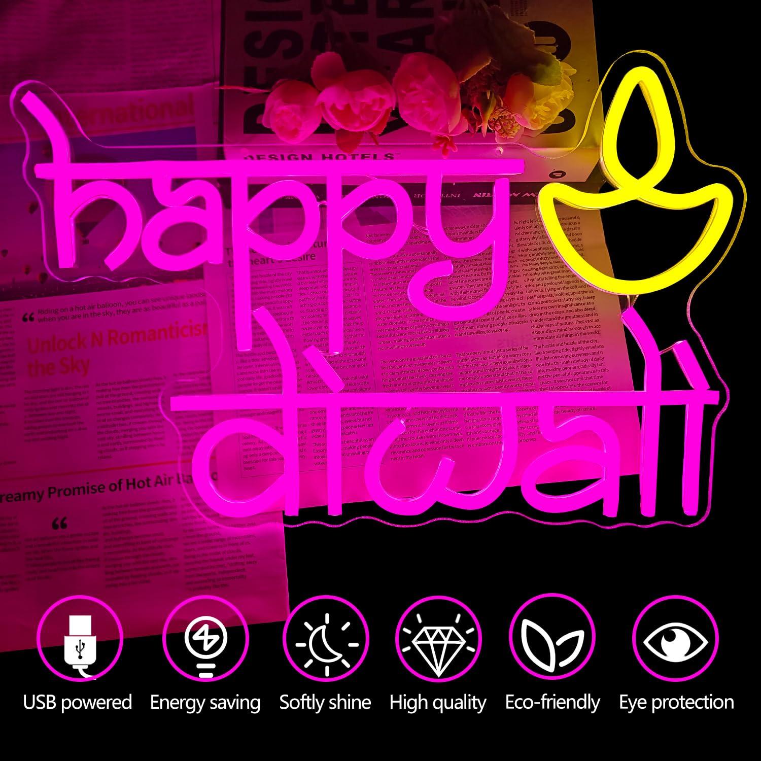 Happy Diwali Neon Sign USB Pow - огляд і ціна Lighting Decor For Home