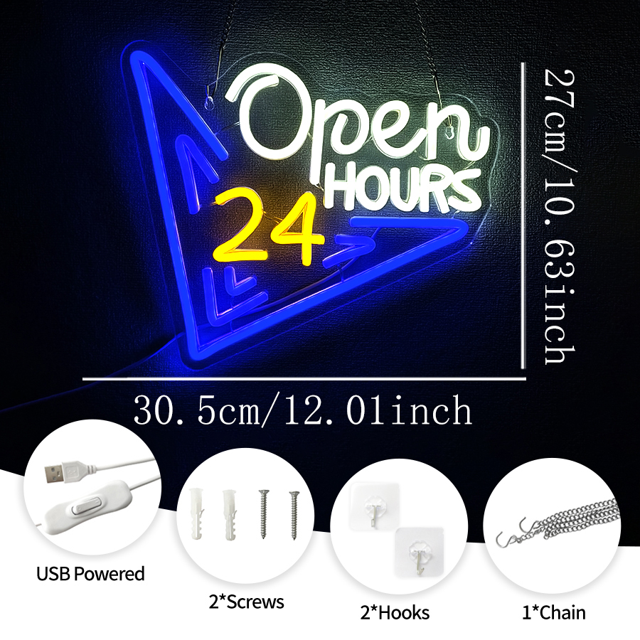 Open 24 Hours Neon Sign,LED Ne - огляд і ціна Decor Lighting Opening Hours