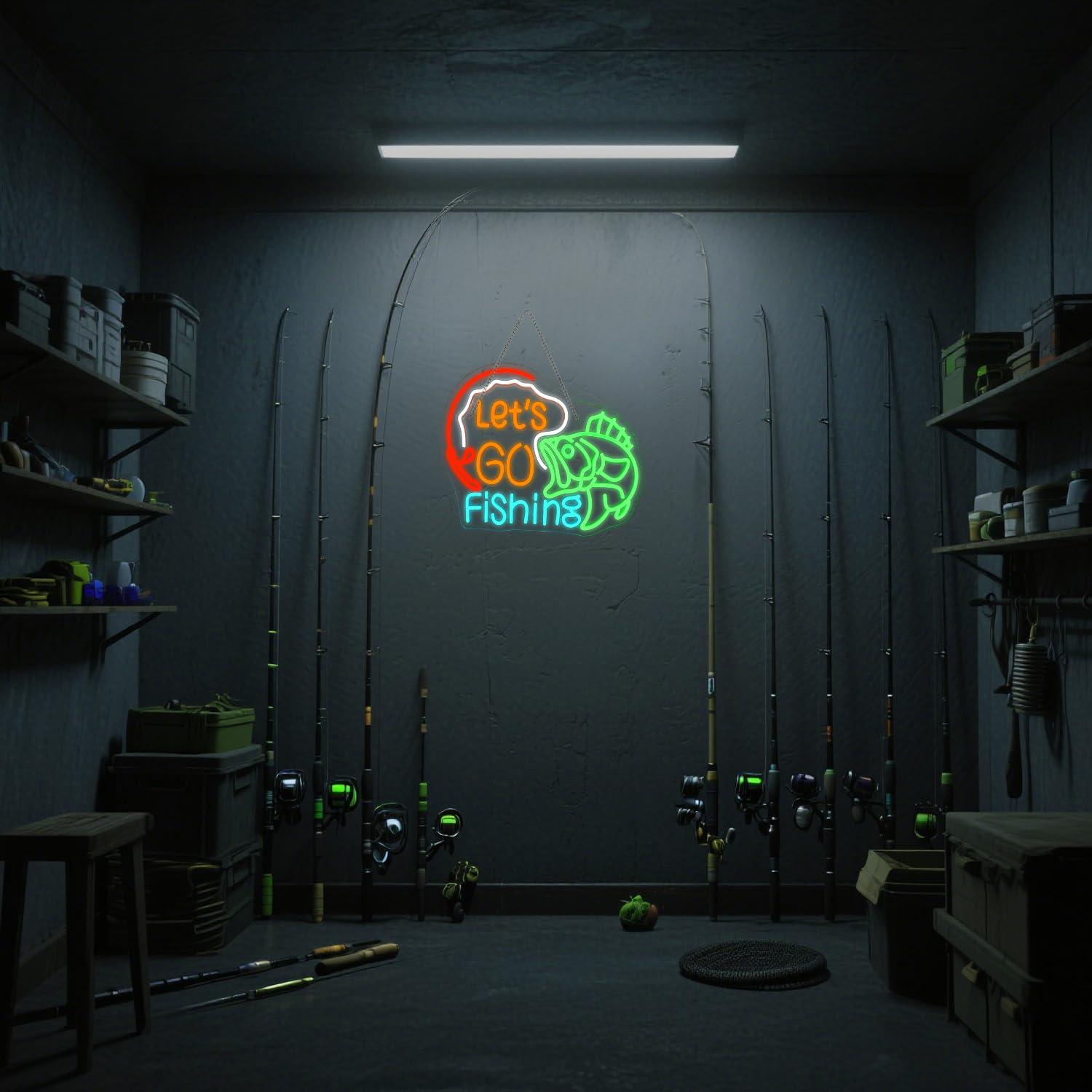 Let's Go Fishing Neon Sign Fis - огляд і ціна Lighting Decor Living Room