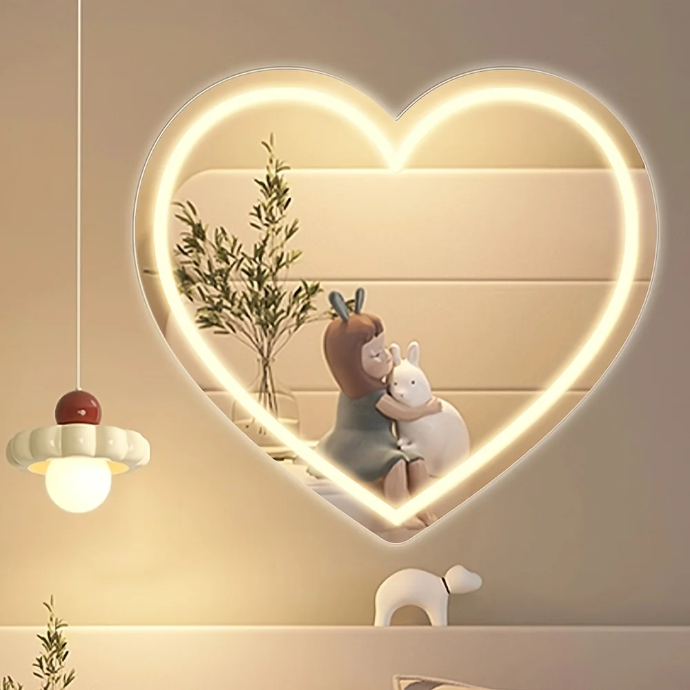 Heart Shape LED Mirror with Wa - огляд і ціна Lighting Room Decor Photo