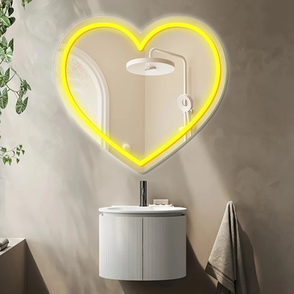 Heart Shape LED Mirror with Wa - огляд і ціна Lighting Room Decor Photo