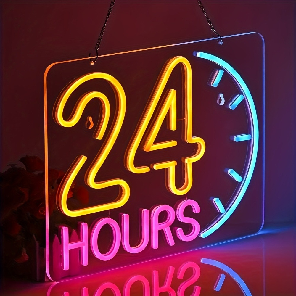 24-Hour LED Neon Signs, USB Po - огляд і ціна Decor Lighting Opening Hours