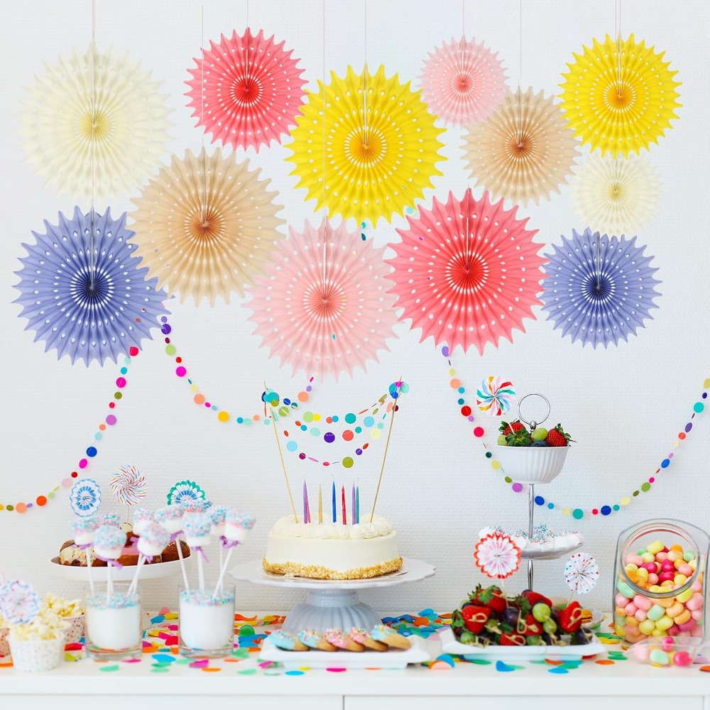 12PCS Light Color Paper Fans T - огляд і ціна Decor Lighting Fans
