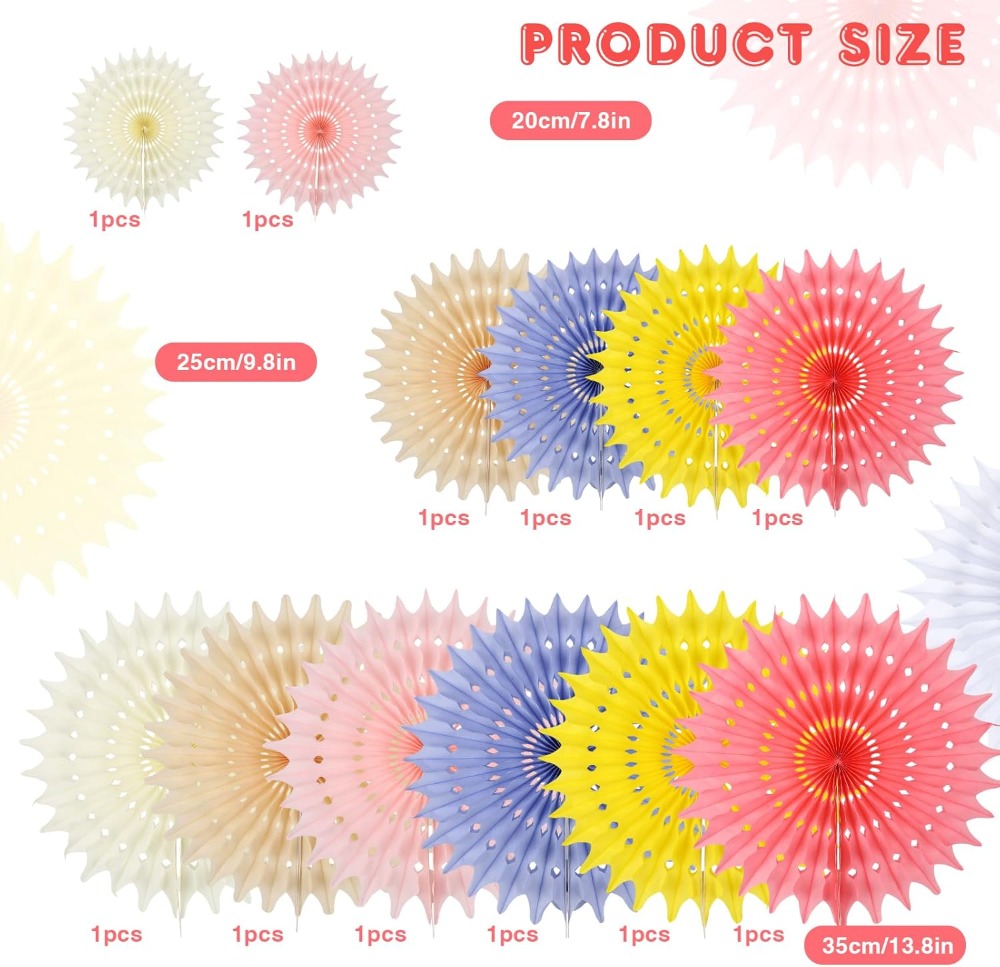 12PCS Light Color Paper Fans T - огляд і ціна Decor Lighting Fans
