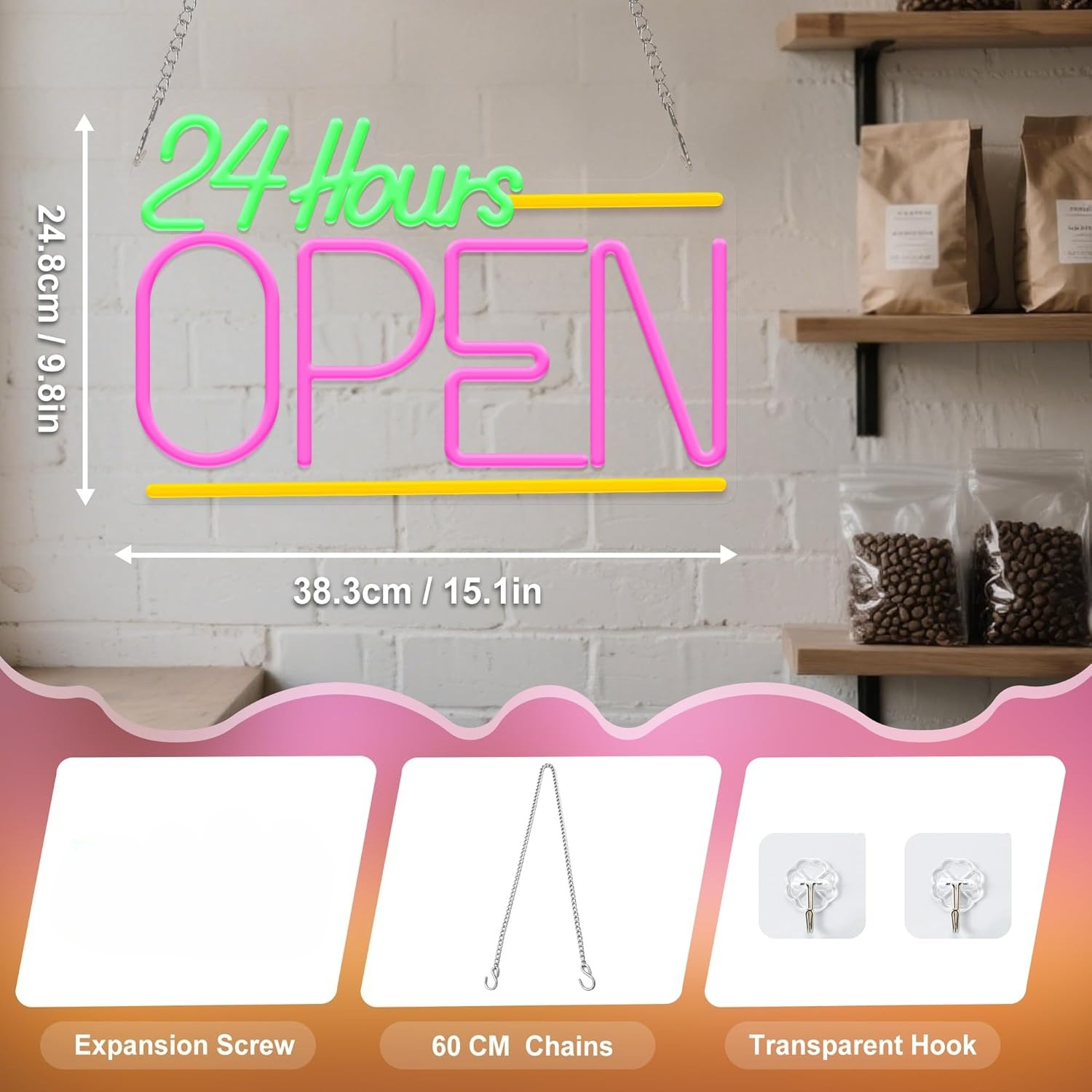 Open 24 Hours Neon Sign USB LE - огляд і ціна Decor Lighting Opening Hours