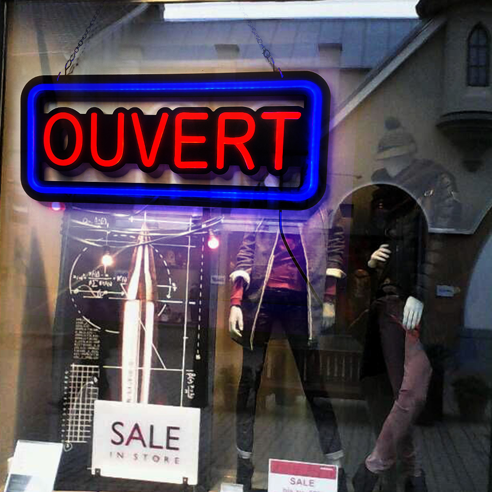 Blue And Red Ouvert Neon Light - огляд і ціна Decor Lighting Opening Hours