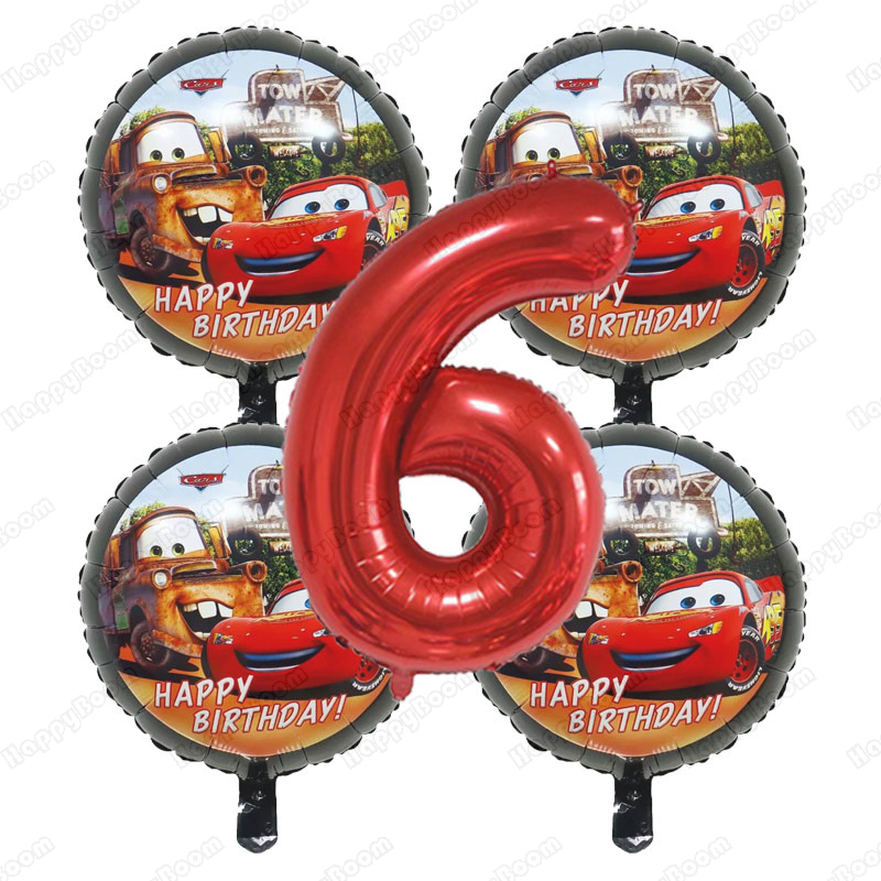 5pcs Cartoon Cars 32Inch Numbe - огляд і ціна Lighting Mcqueen Birthday Decor