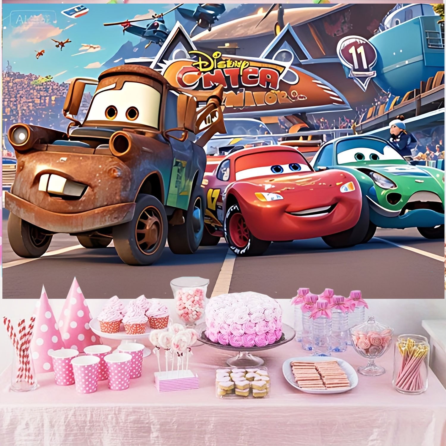 Disney Cars Movie Backdrop Ban - огляд і ціна Lighting Mcqueen Birthday Decor