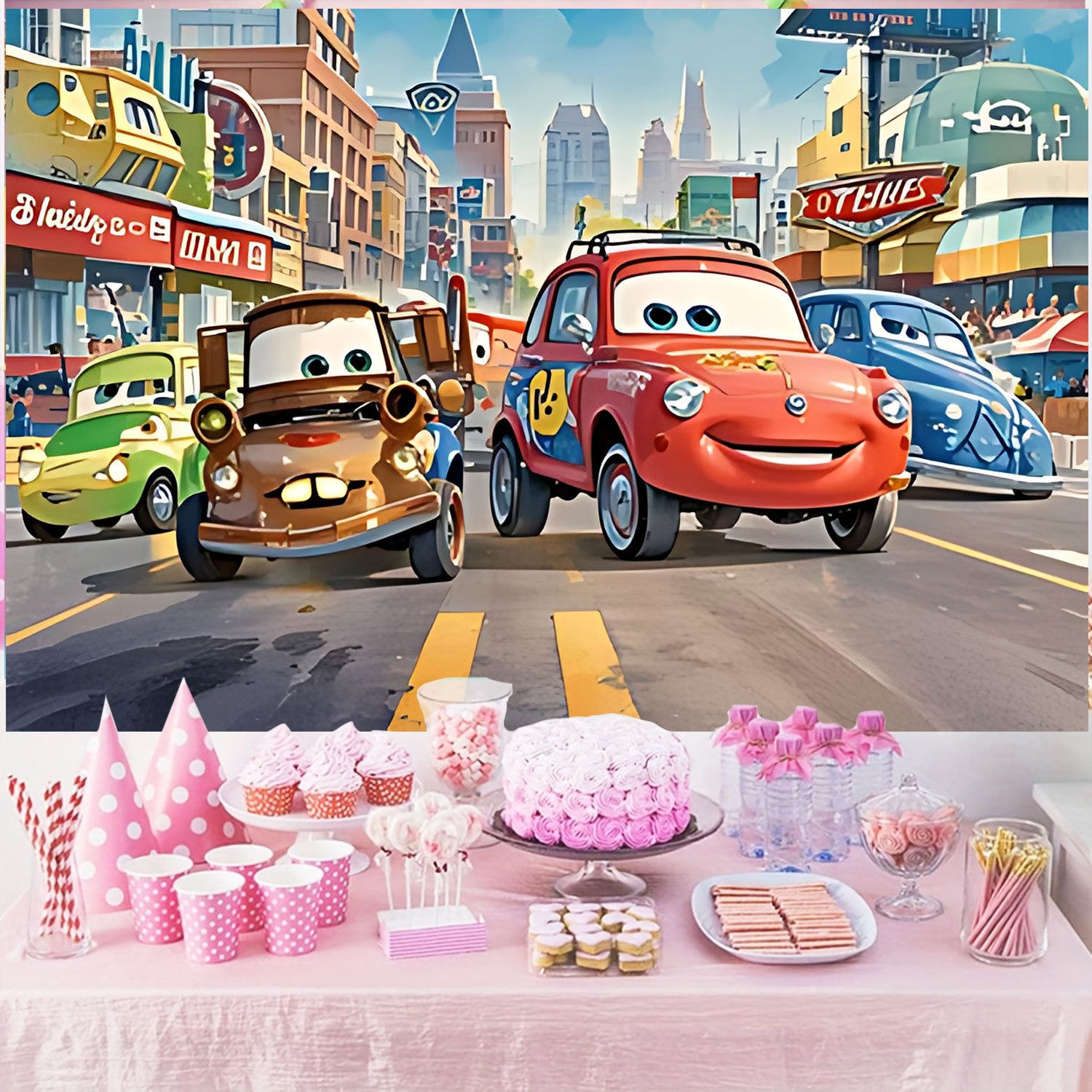 Disney Cars Movie Backdrop Ban - огляд і ціна Lighting Mcqueen Birthday Decor