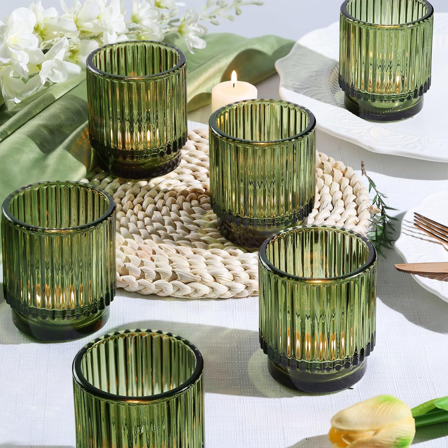 8pcs Green Votive Candle Holde - огляд і ціна Lighting Decor Wedding