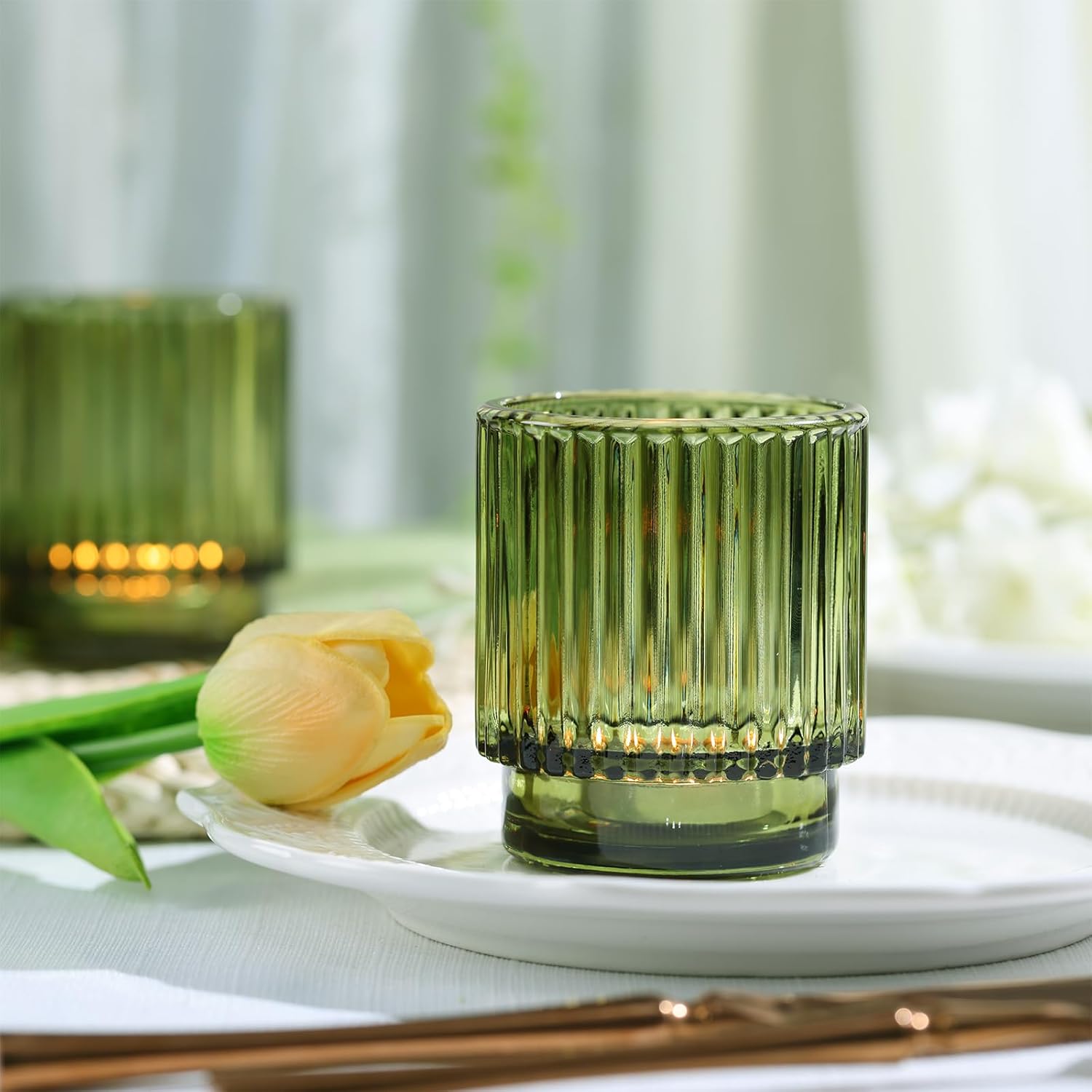 8pcs Green Votive Candle Holde - огляд і ціна Lighting Decor Wedding