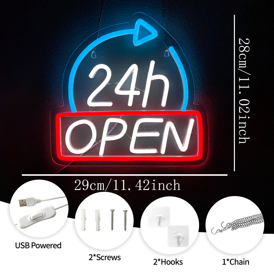 Open 24 Hours Neon Signs for W - огляд і ціна Decor Lighting Opening Hours
