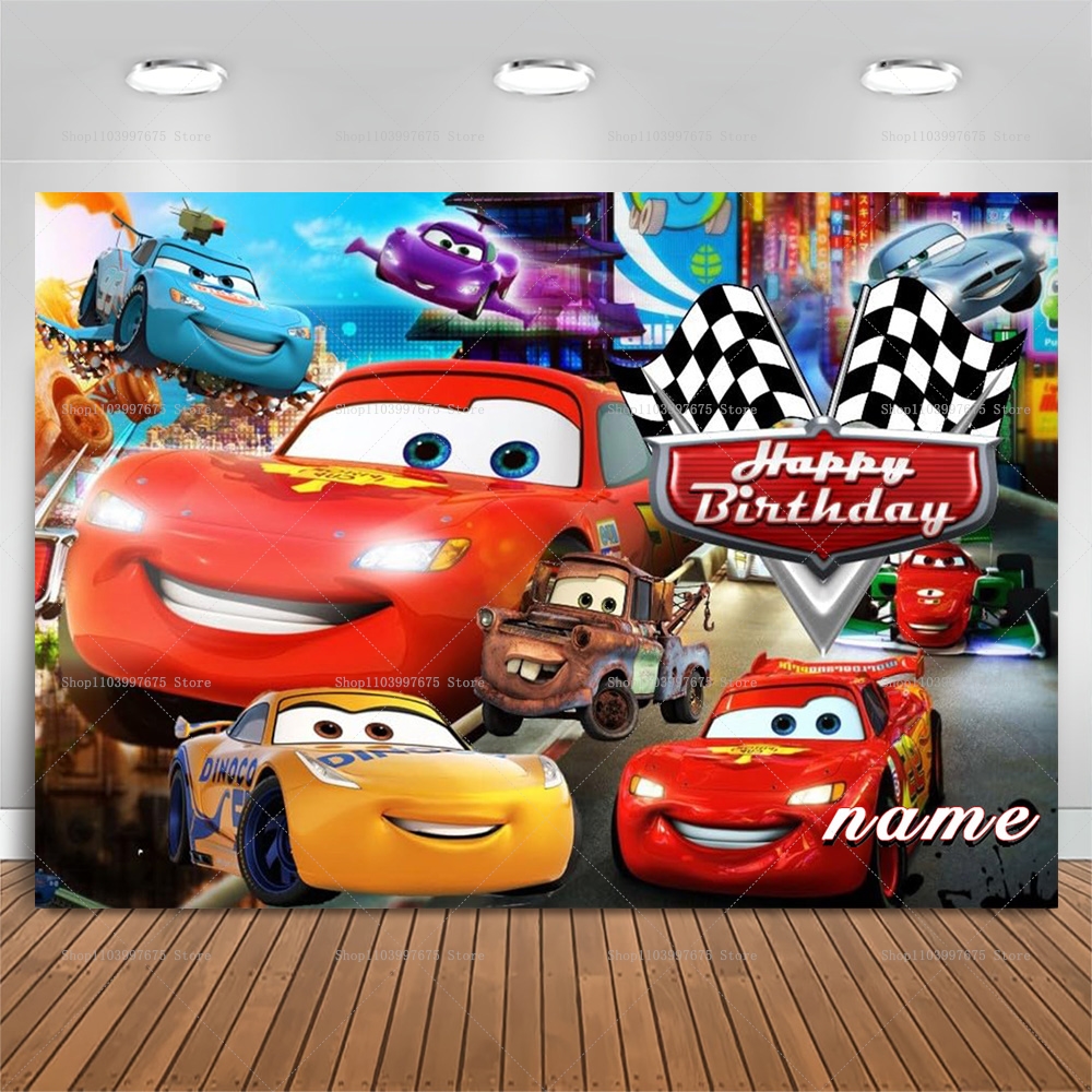 Lightning McQueen Backdrops Ch - огляд і ціна Lighting Mcqueen Birthday Decor