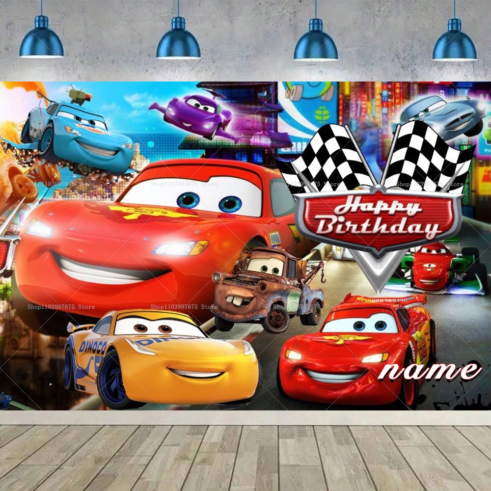 Lightning McQueen Backdrops Ch - огляд і ціна Lighting Mcqueen Birthday Decor