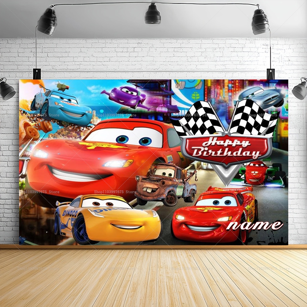 Lightning McQueen Backdrops Ch - огляд і ціна Lighting Mcqueen Birthday Decor