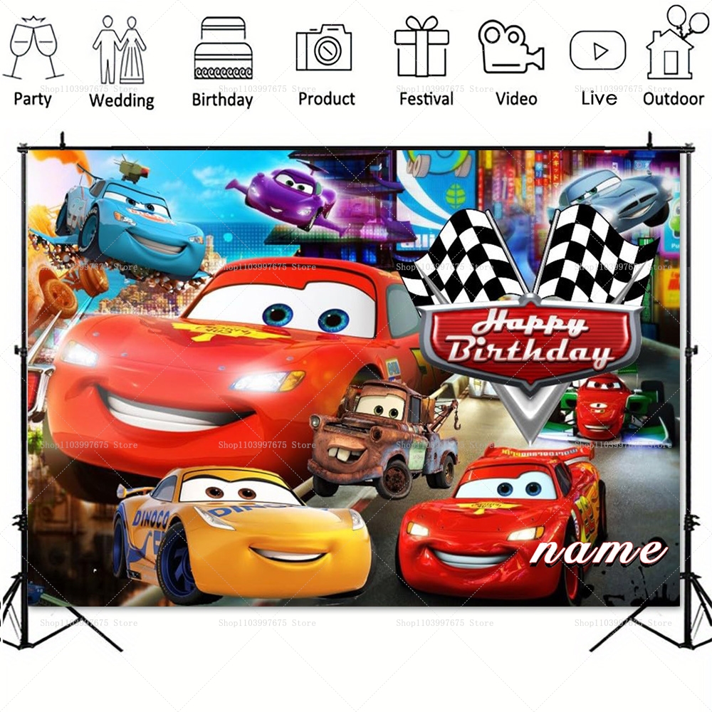 Lightning McQueen Backdrops Ch - огляд і ціна Lighting Mcqueen Birthday Decor