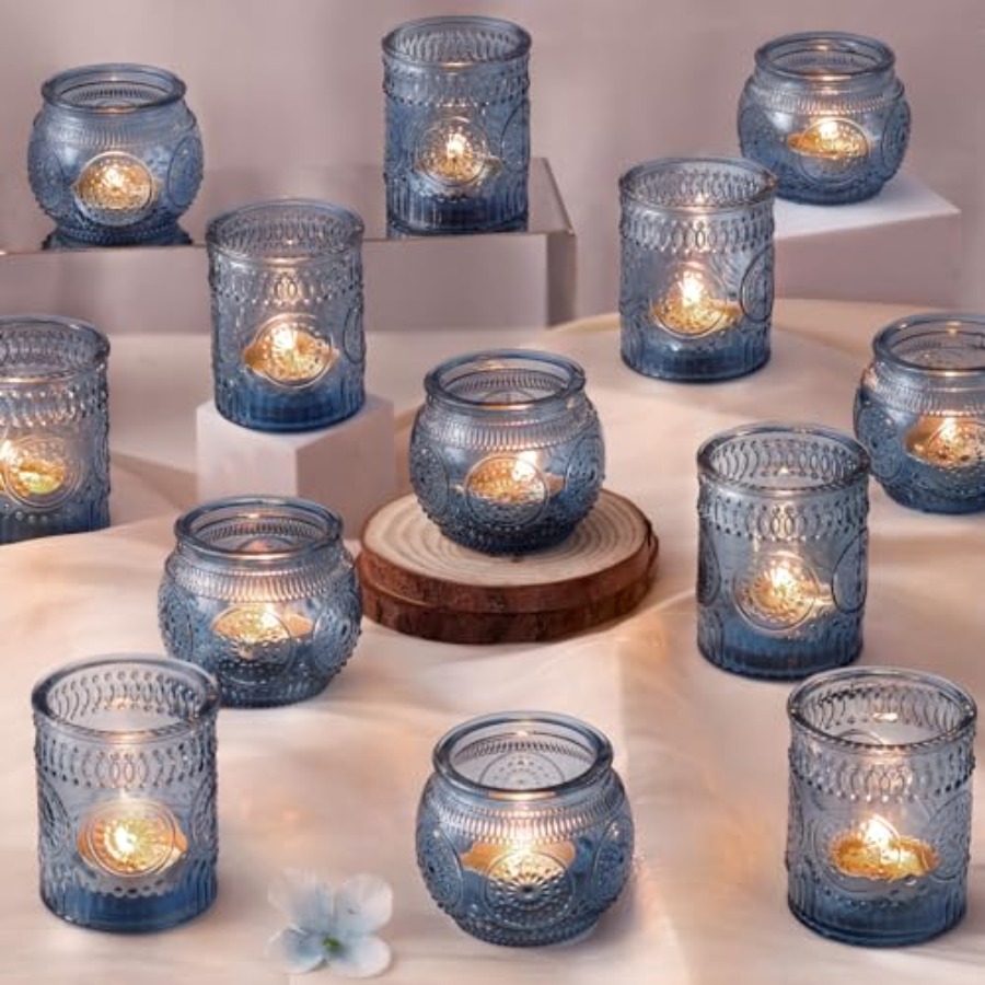 24Pcs Blue Votive Candle Holde - огляд і ціна Lighting Decor Wedding
