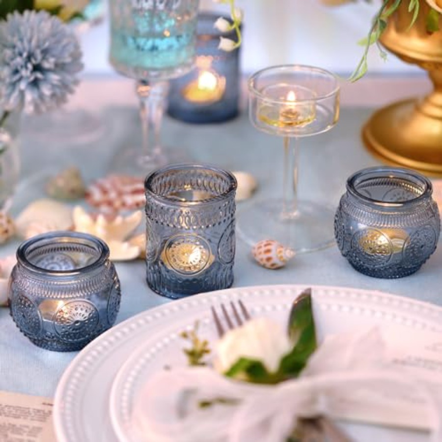 24Pcs Blue Votive Candle Holde - огляд і ціна Lighting Decor Wedding