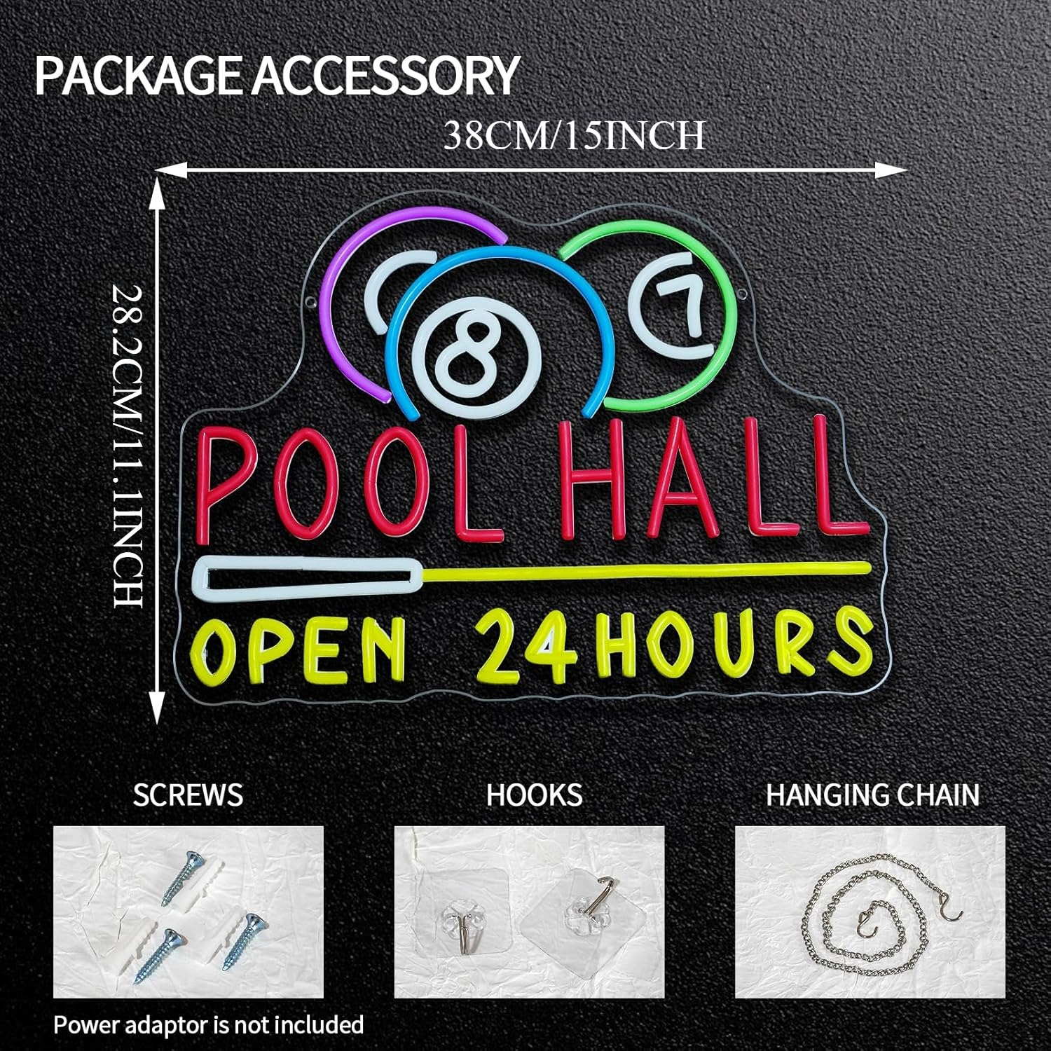 Pool Hall Open 24 Hours Neon S - огляд і ціна Decor Lighting Opening Hours