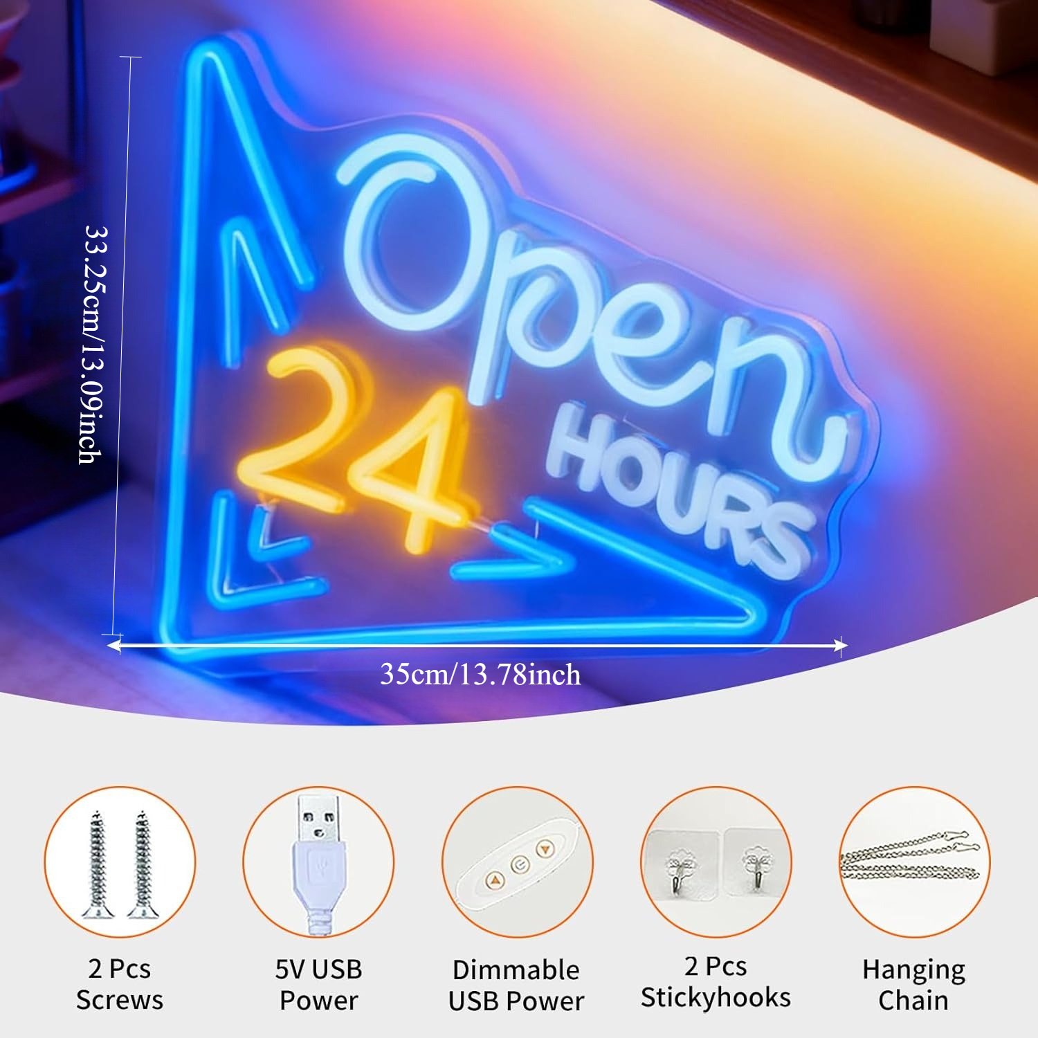 24 Hours Open Neon Sign LED Ne - огляд і ціна Decor Lighting Opening Hours