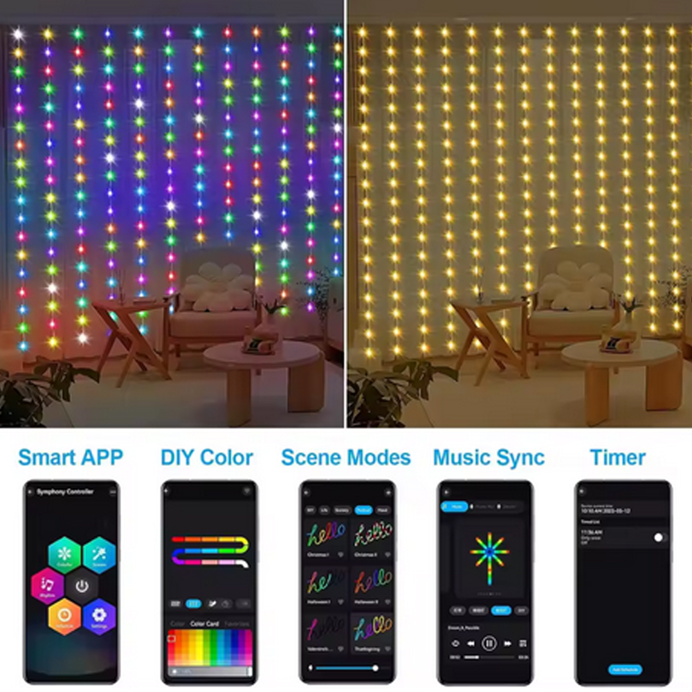 3M RGB Smart LED Curtain Light - огляд і ціна Lighting Decor Wedding